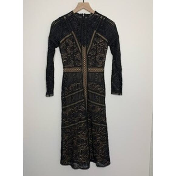 The Kooples Openwork Lace Black Maxi Dress Womens Small - Picture 2 of 15